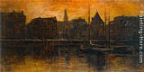 Amsterdam Paintings - A View of the Prins Hendrikkade with the Schreierstoren, Amsterdam by George Hendrik Breitner